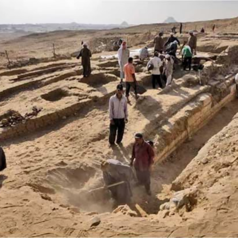 Man walks around he site of Cerro Quemado.