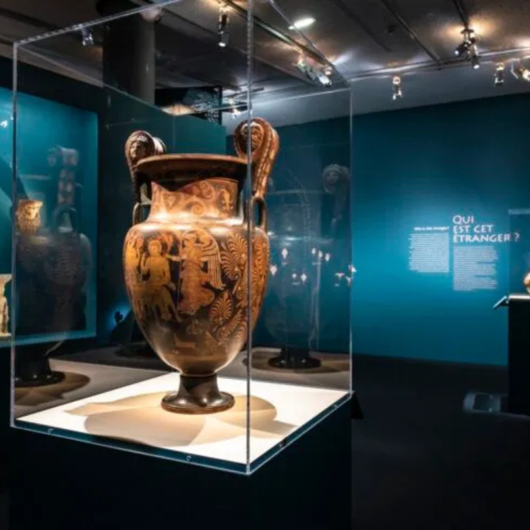 Man walks around he site of Cerro Quemado.