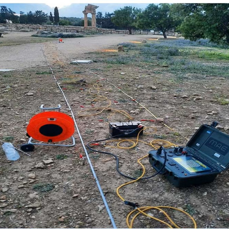 Man walks around he site of Cerro Quemado.