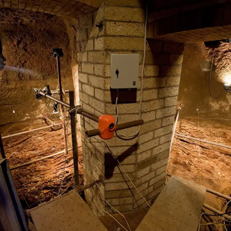 Man walks around he site of Cerro Quemado.