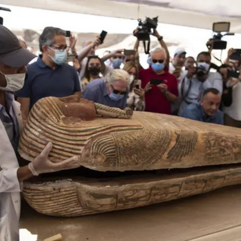 Man walks around he site of Cerro Quemado.
