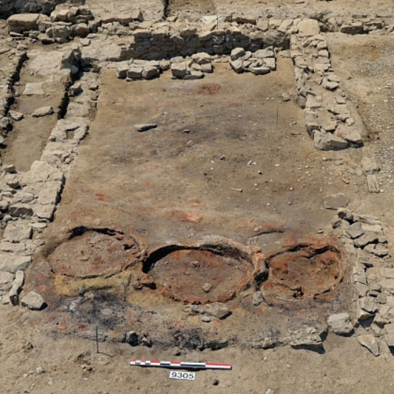 Man walks around he site of Cerro Quemado.