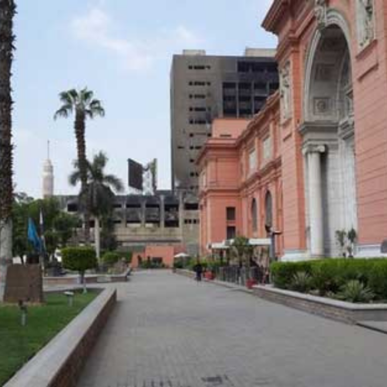 Man walks around he site of Cerro Quemado.