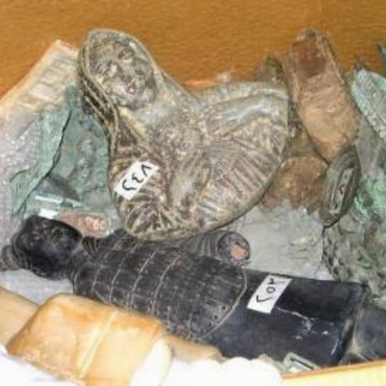 Man walks around he site of Cerro Quemado.