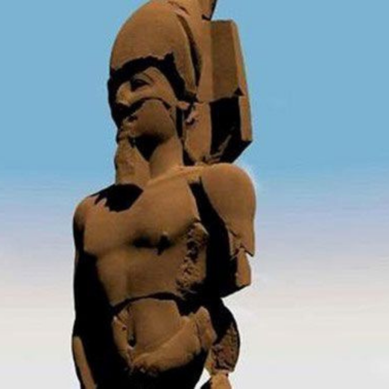 Man walks around he site of Cerro Quemado.