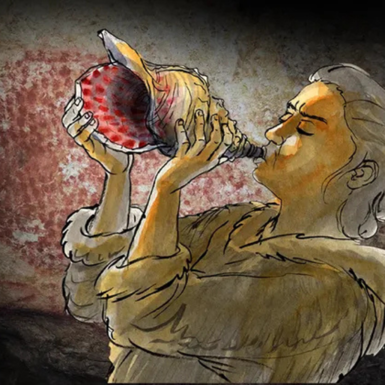 Man walks around he site of Cerro Quemado.