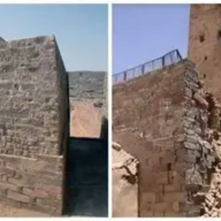 Man walks around he site of Cerro Quemado.