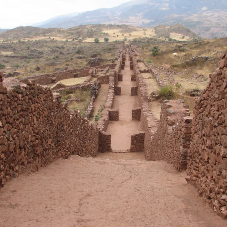Man walks around he site of Cerro Quemado.